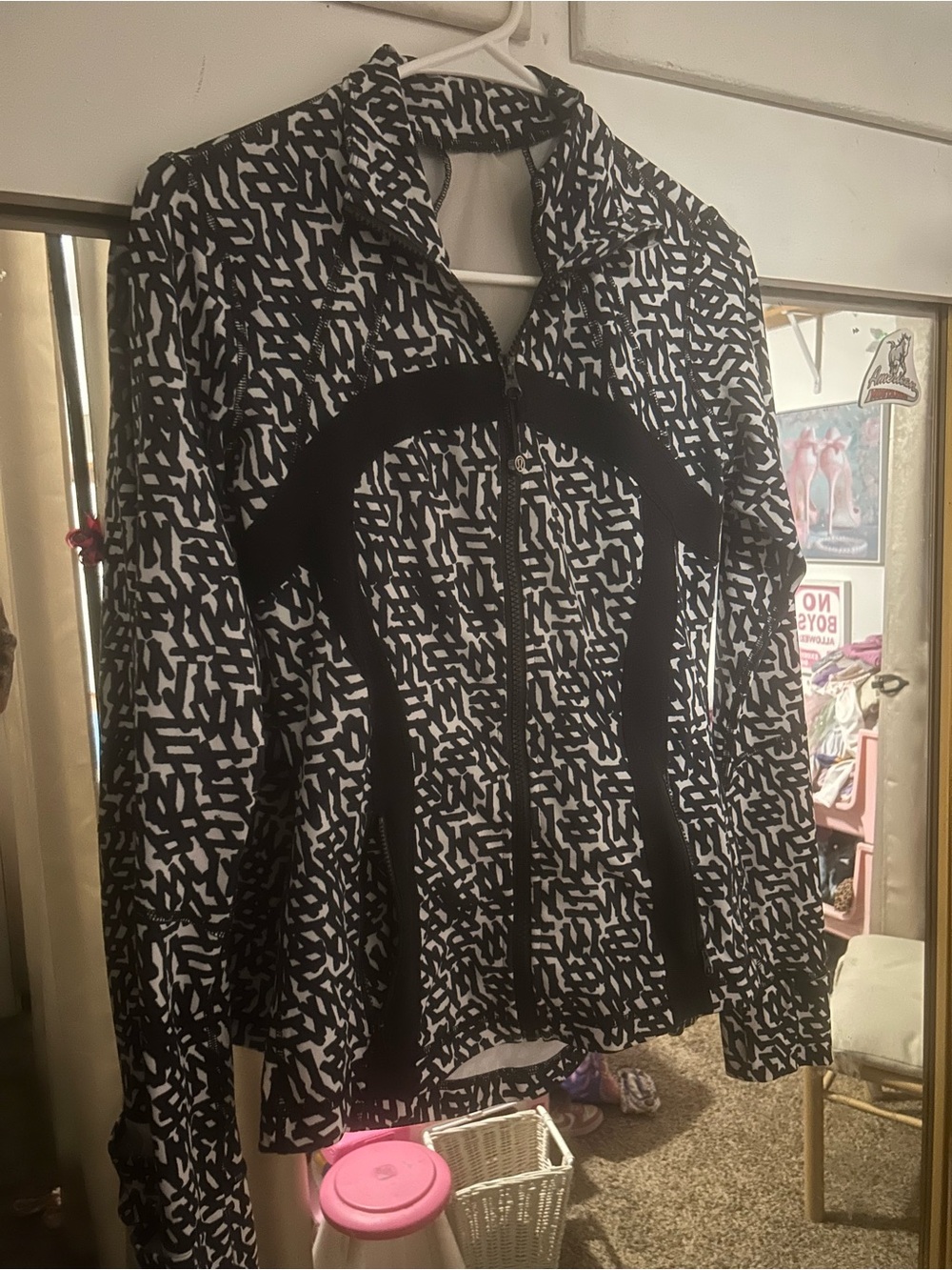 lululemon athletica Black & White Abstract Zip-Up